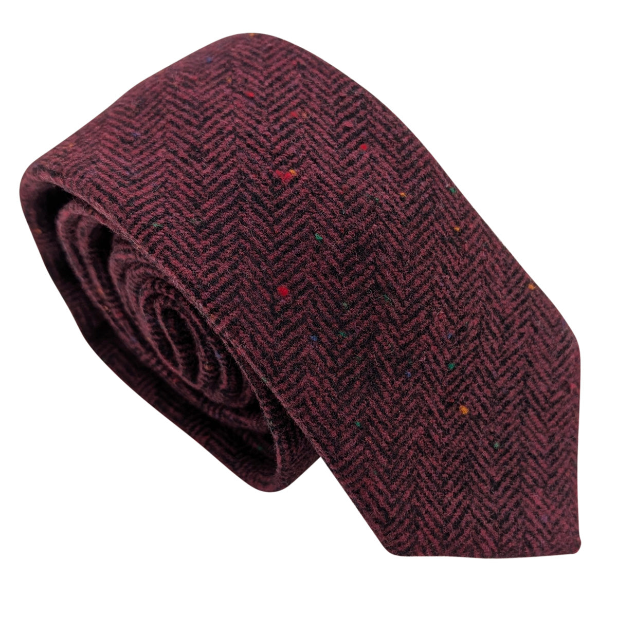 Wine Herringbone Tweed Wedding Swatch