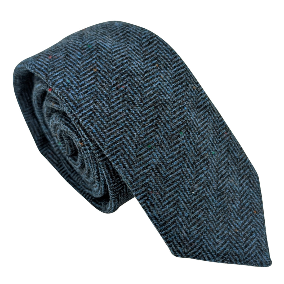 Blue Herringbone Tweed Wedding Swatch