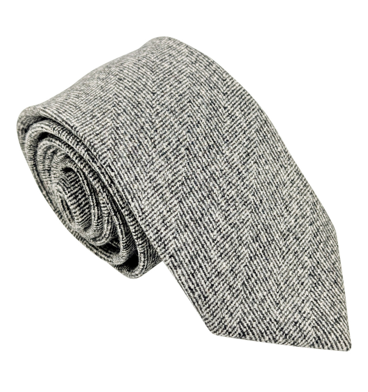 Pale Grey Herringbone Tweed Wedding Tie