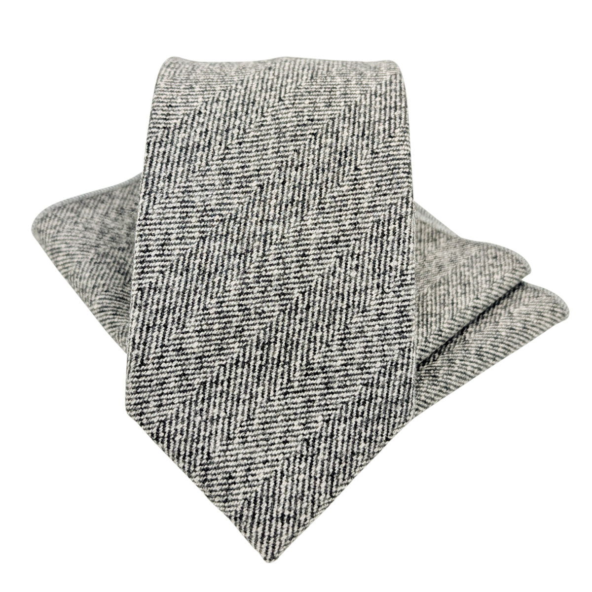 Pale Grey Herringbone Tweed Wedding Tie