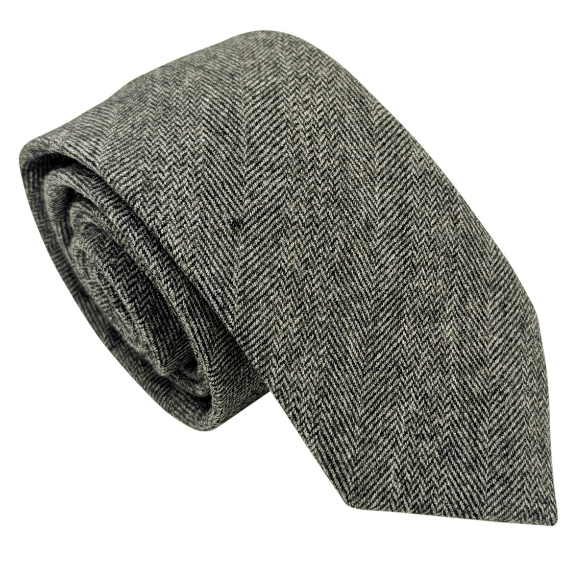 Grey Herringbone Tweed Wedding Tie