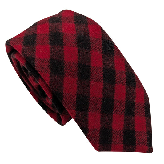 Red & Black Check Tweed Wedding Tie