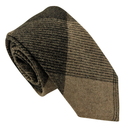Beige & Brown Check  Wedding Tie