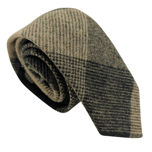 Black & Brown Check Wedding Tie