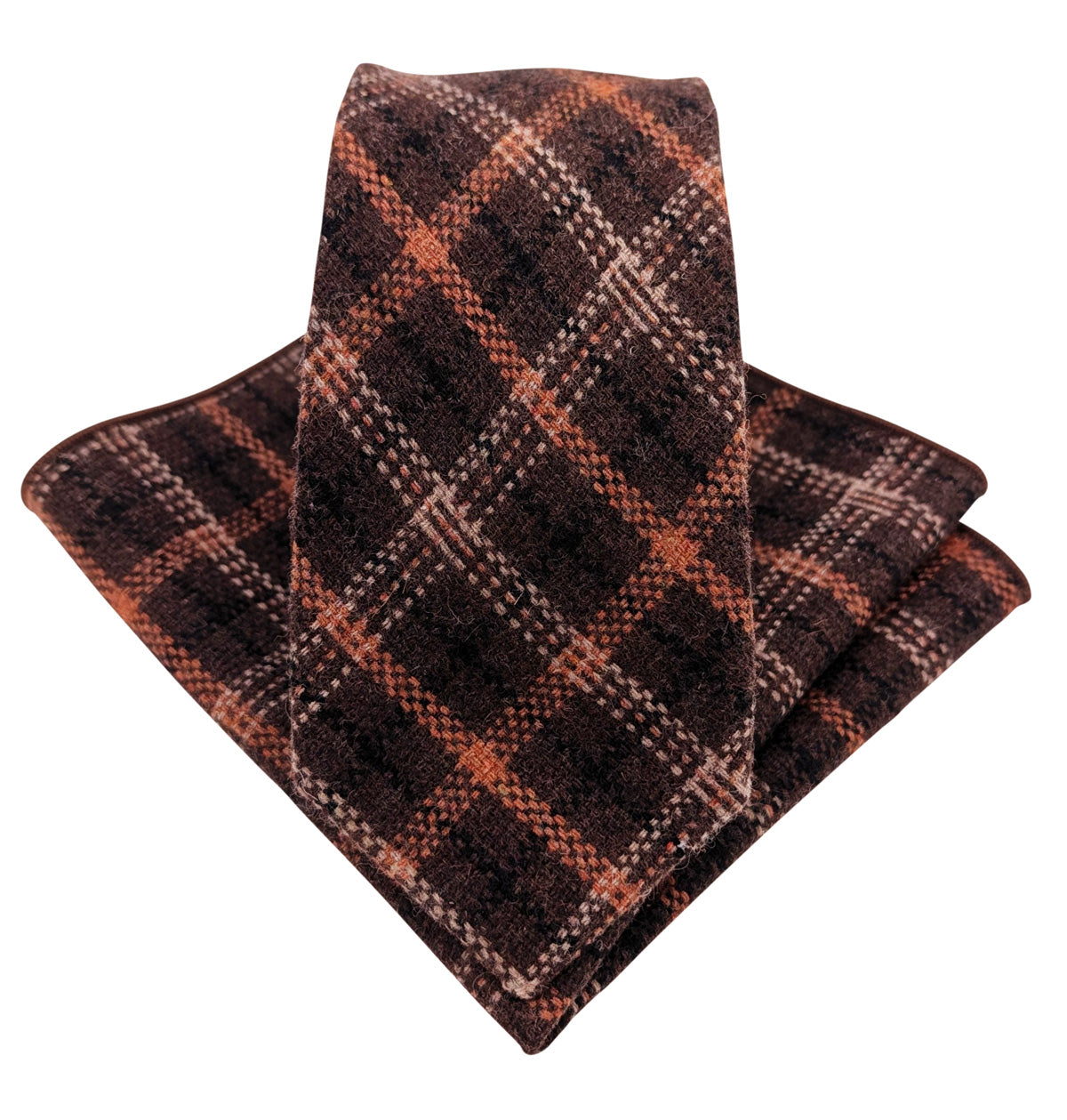 Brown & Orange Check  Pocket Square