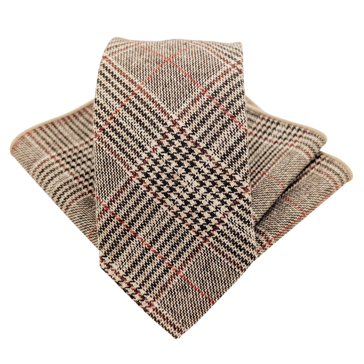 Brown Prince of Wales Check  Wedding Tie