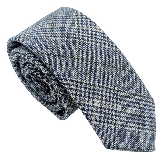 Blue Prince of Wales Check  Wedding Tie