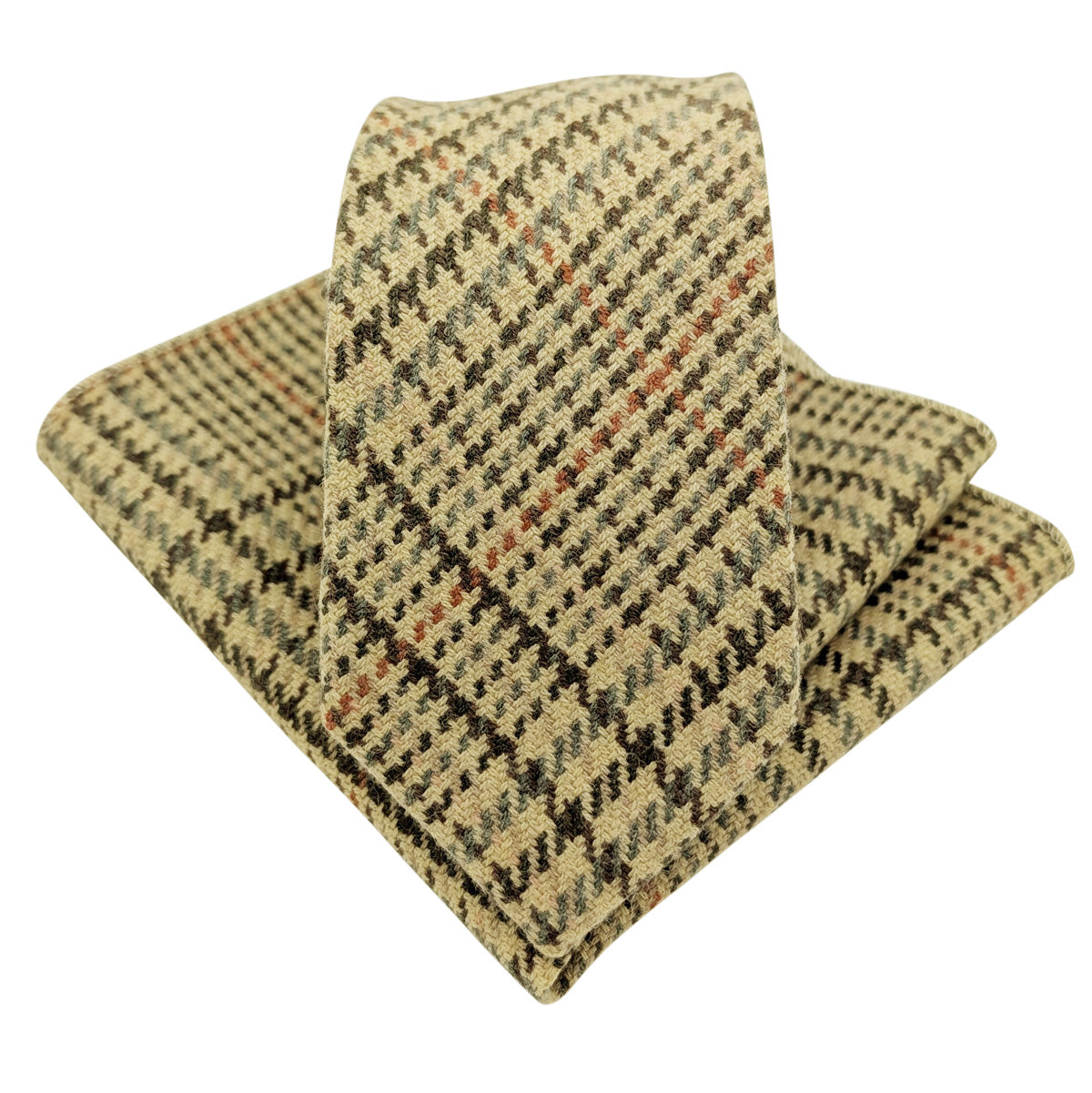 Cream Checked Tweed Pocket Square