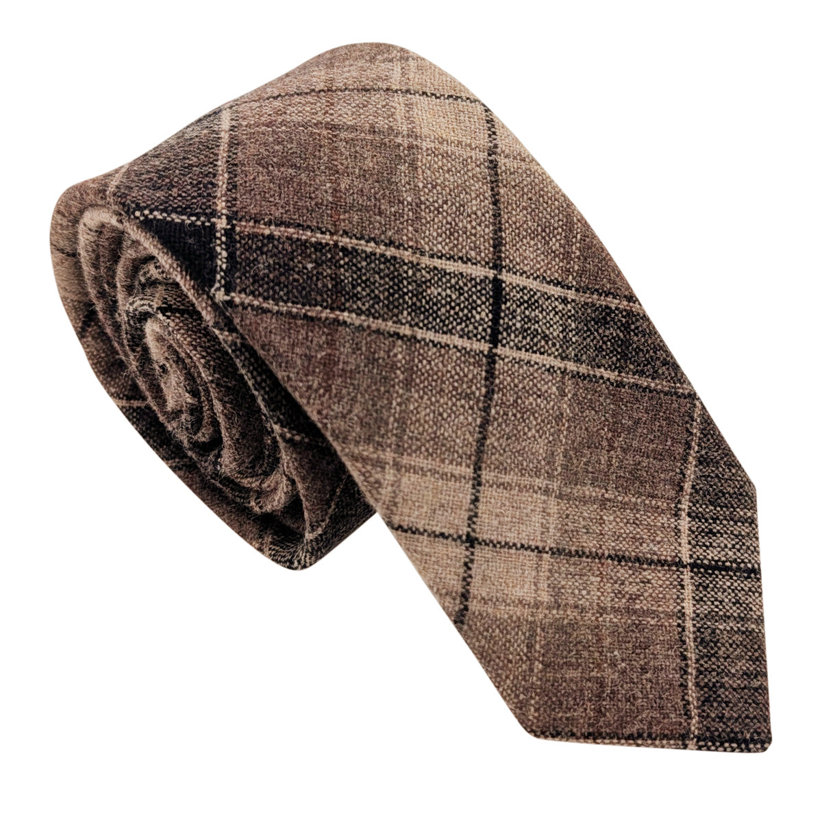 Black & Beige Check Wedding Tie