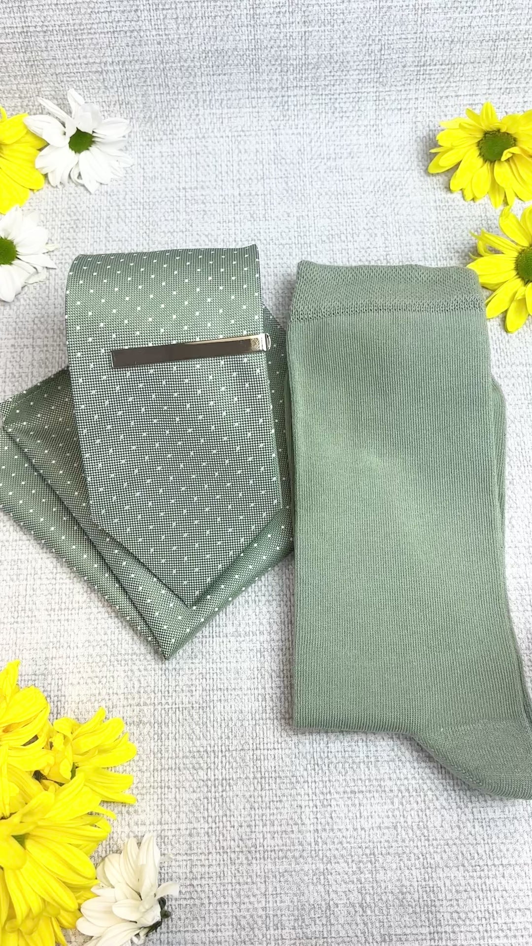 Wild Sage Pin Dots Wedding Tie Set