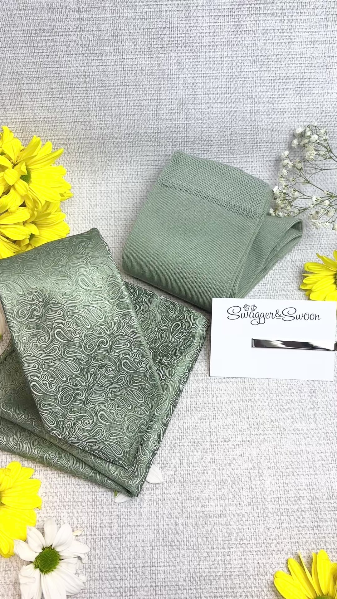 Wild Sage Paisley Wedding Tie Set