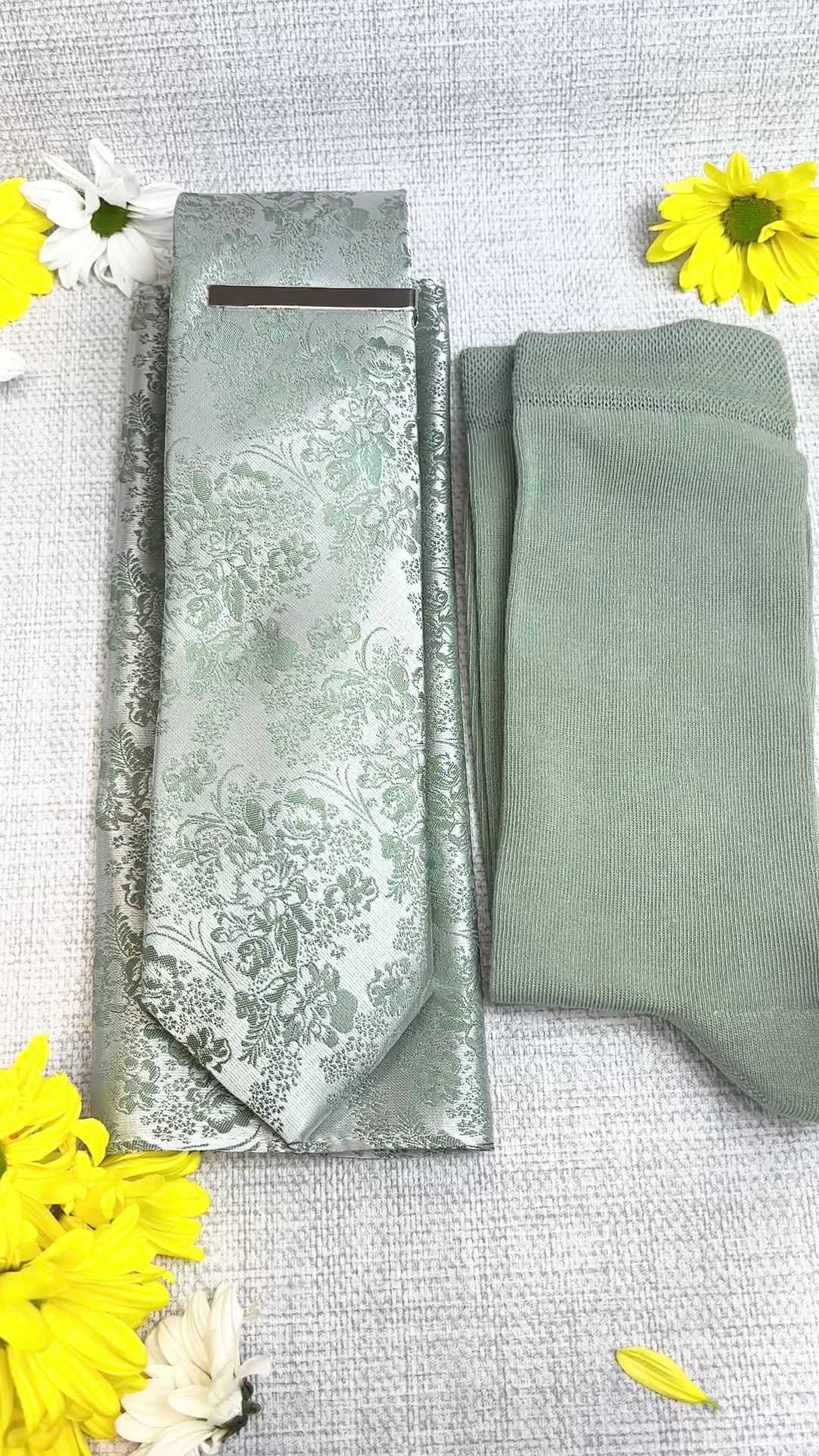 Wild Sage Floral Wedding Tie Set