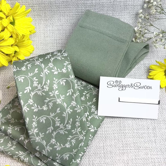 Wild Sage Leaves Wedding Tie Set