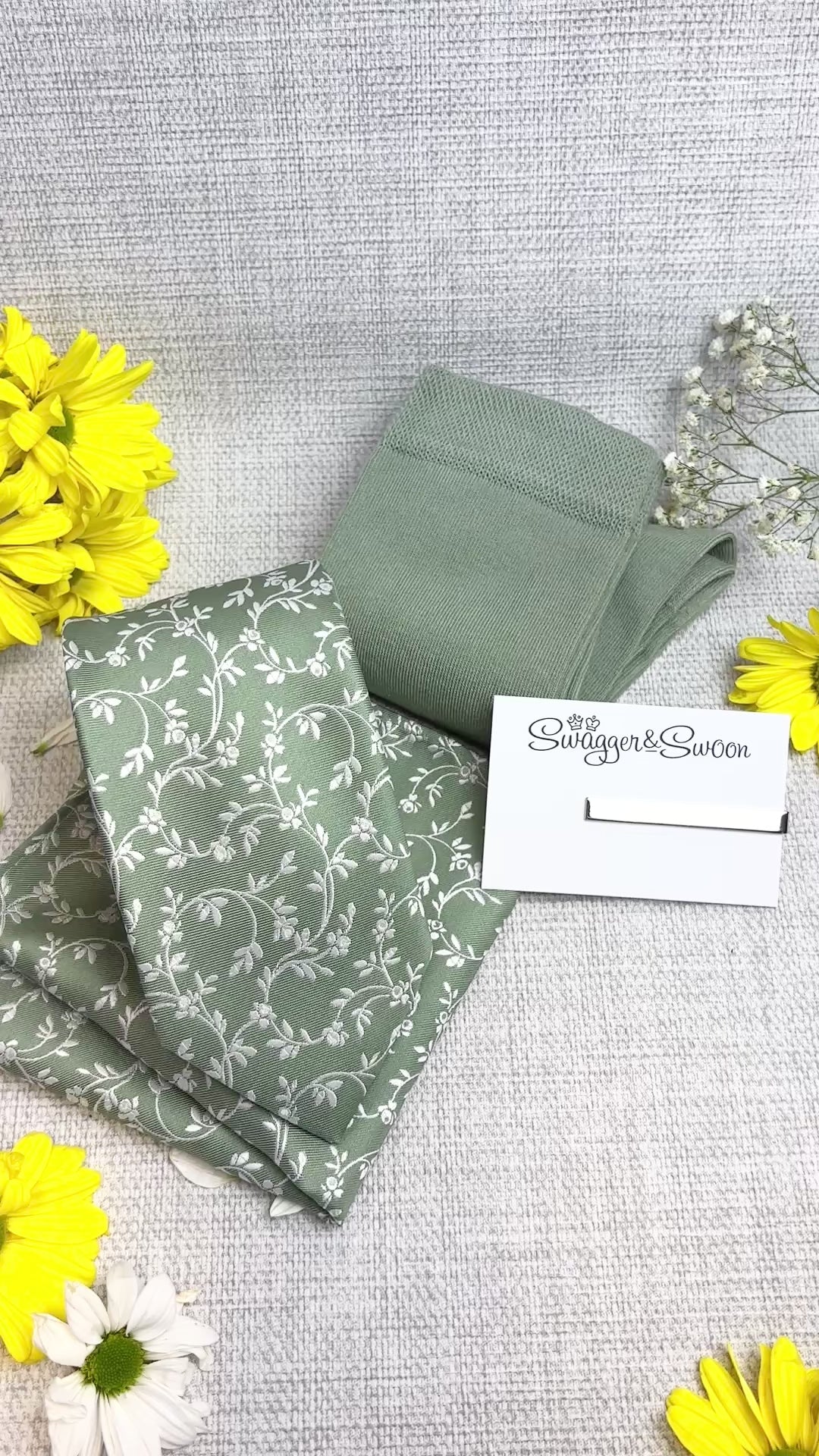 Wild Sage Leaves Wedding Tie Set