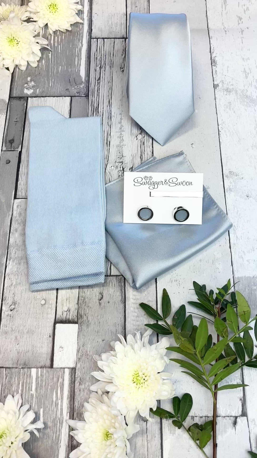 Dusty Blue Tie and Socks set Video