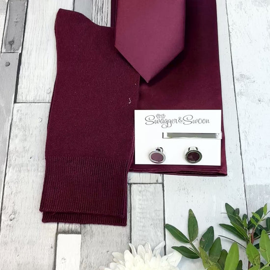 Wine Wedding Tie Set