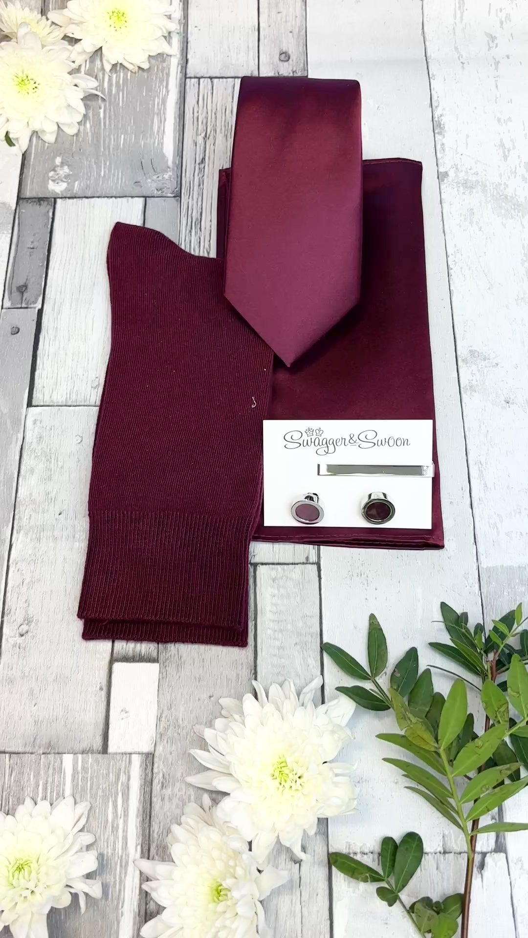Wine Wedding Tie Set