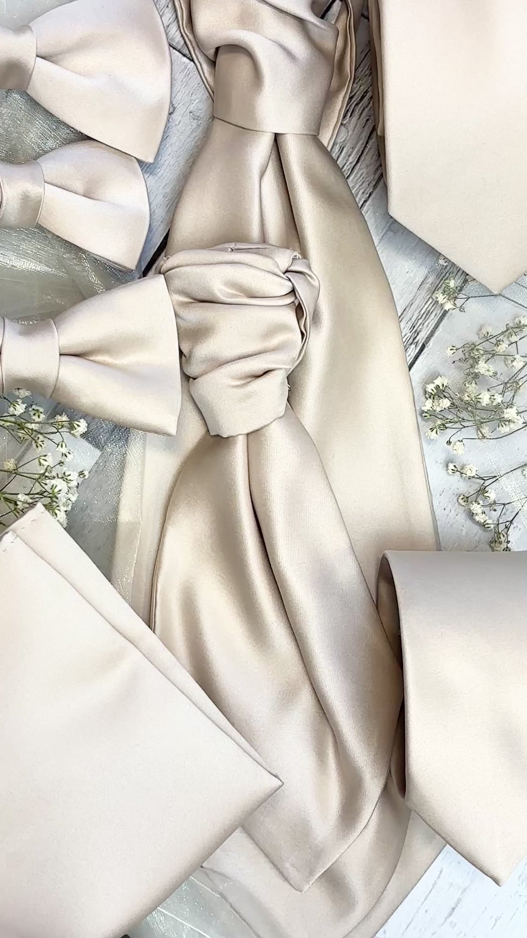 Antique Champagne Wedding Tie, Bow Tie and Cravat Video