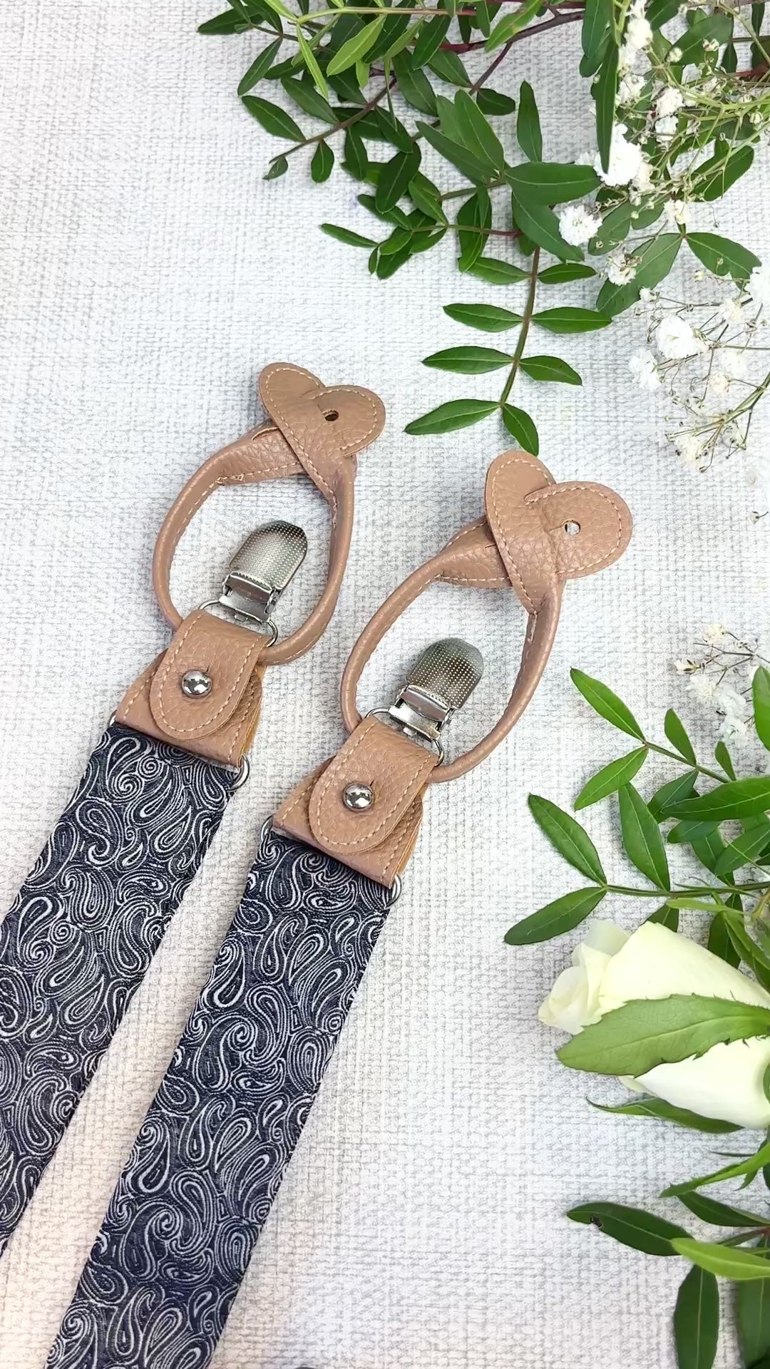 Navy Paisley Braces Video