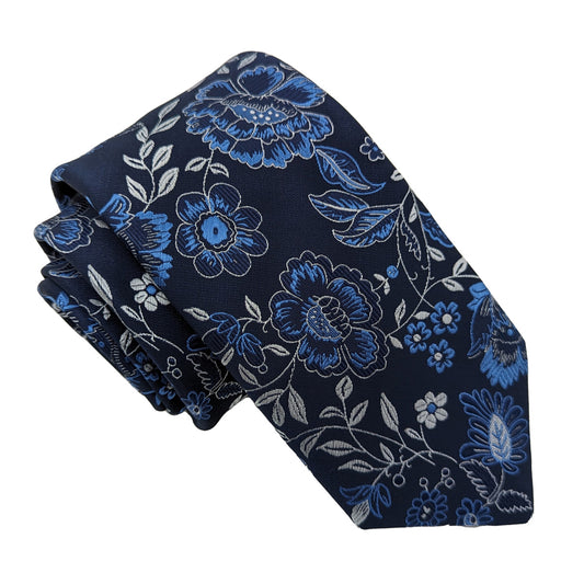 Navy Blossom Wedding Tie