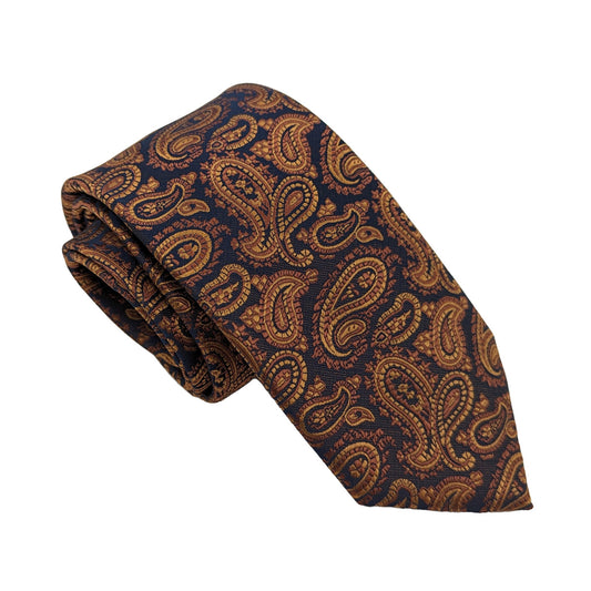 Navy & Copper Paisley Wedding Tie