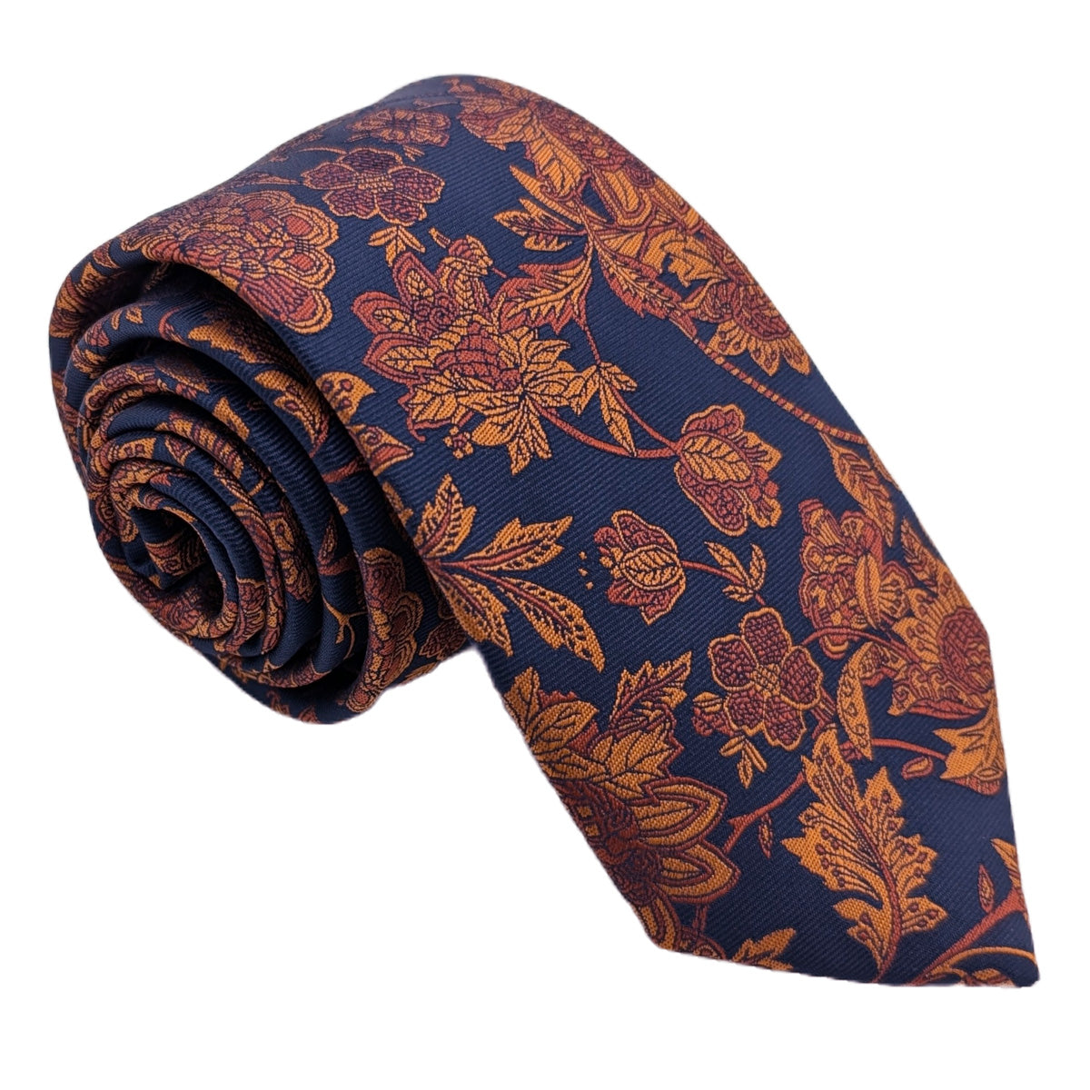 Navy & Copper Flowers Wedding Tie