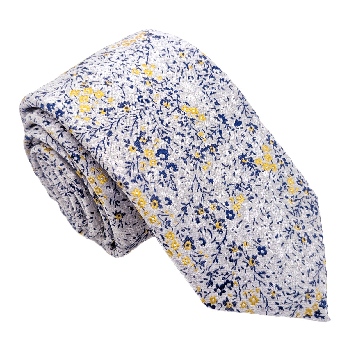 Yellow & Silver Ditsy Floral Wedding Swatch