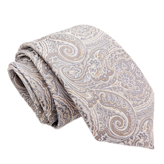 Silver Paisley Silk Wedding Tie