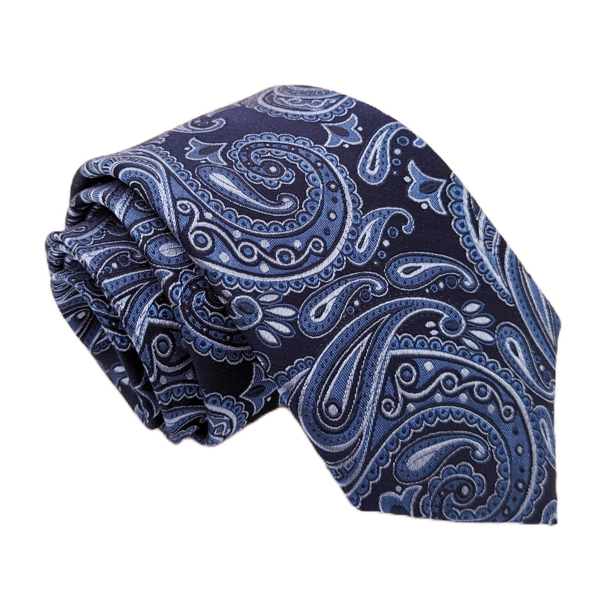 Navy & Blue Paisley Silk Wedding Tie