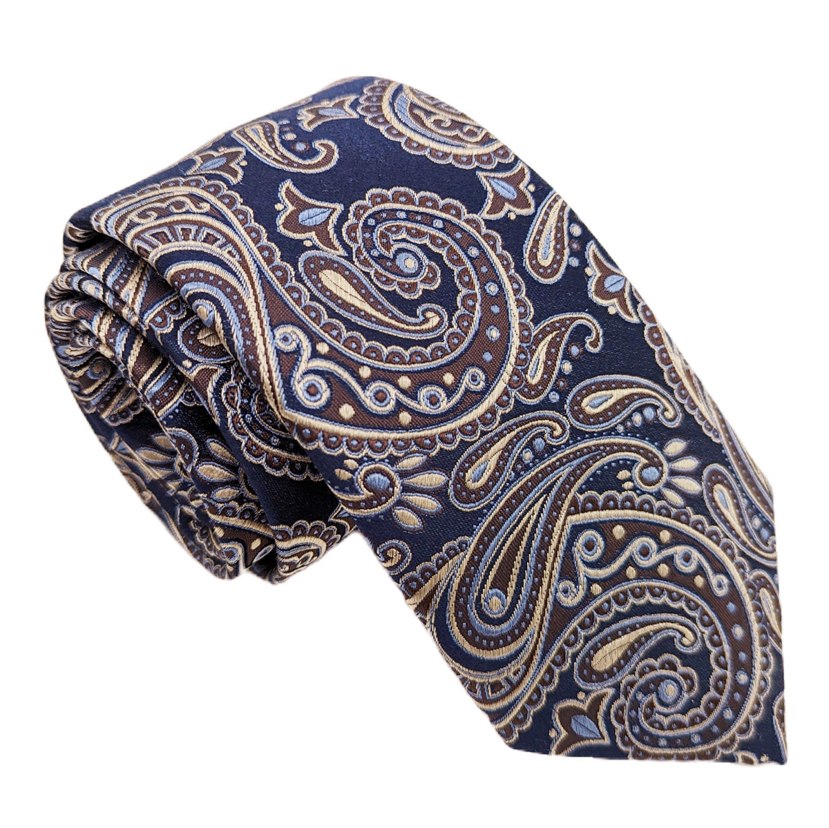 Navy & Beige Paisley Wedding Tie