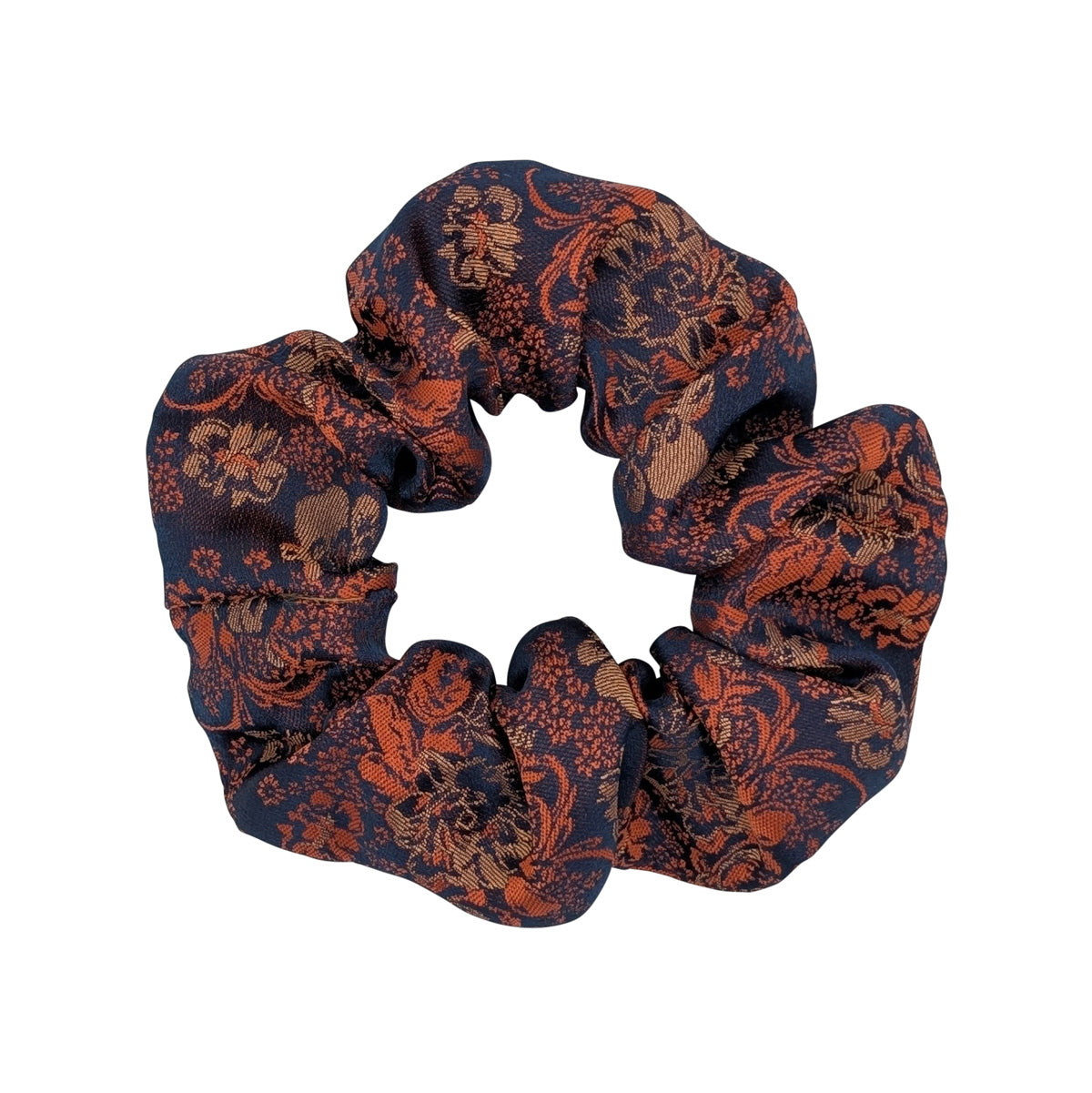 Navy & Orange Floral Wedding Scrunchie