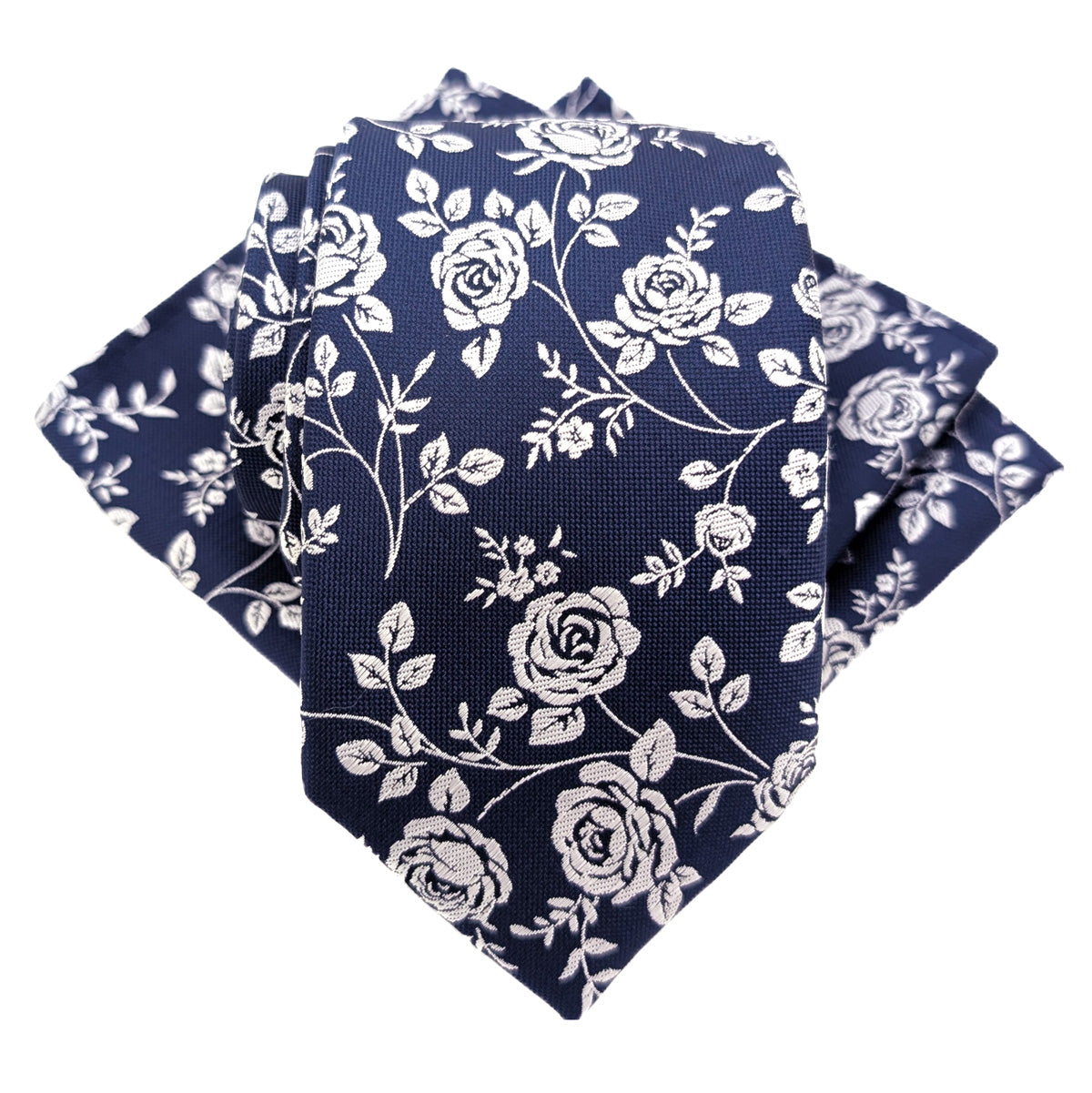 Navy Rose Petals Pocket Square