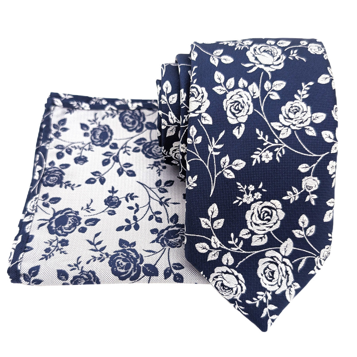 Navy Rose Petals Pocket Square