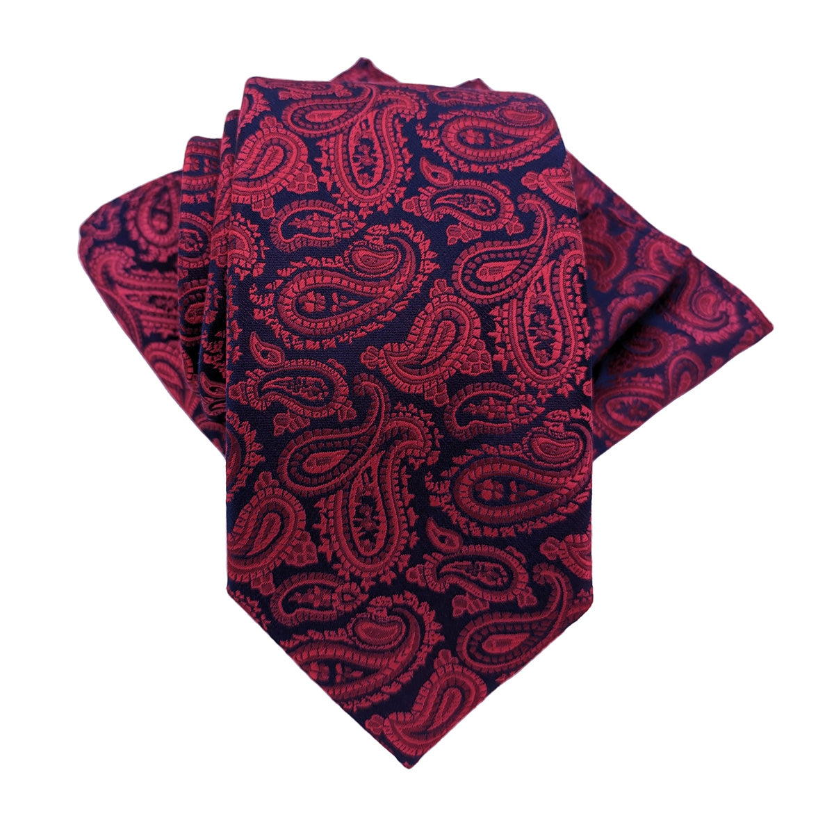 Navy & Red Paisley Pocket Square