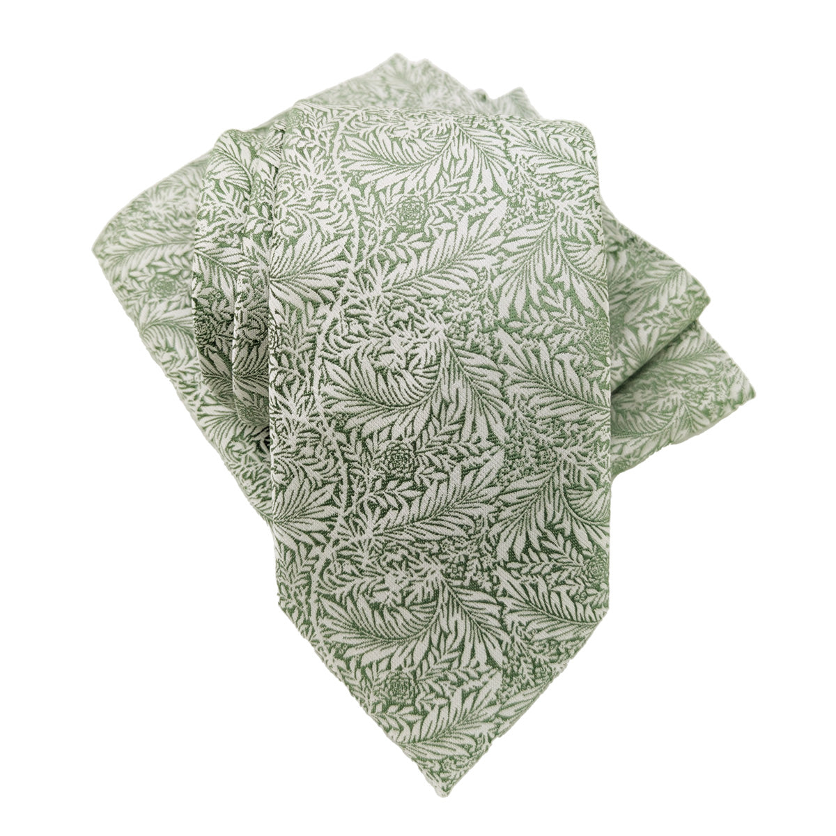 Sage & Silver Leaves Pocket Square