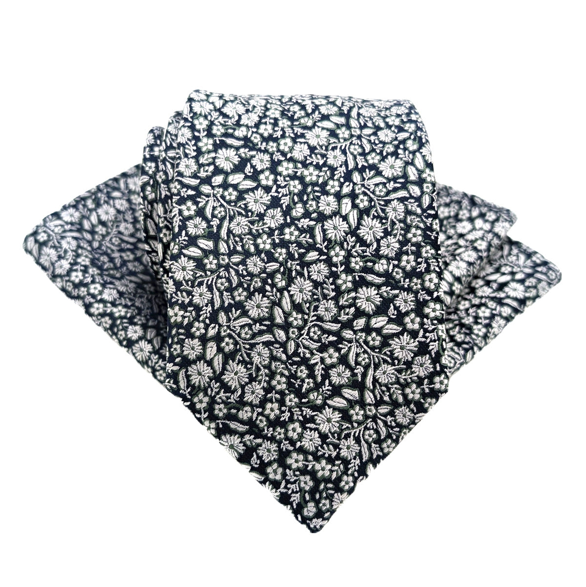 Navy & Sage Ditsy Floral Wedding Tie