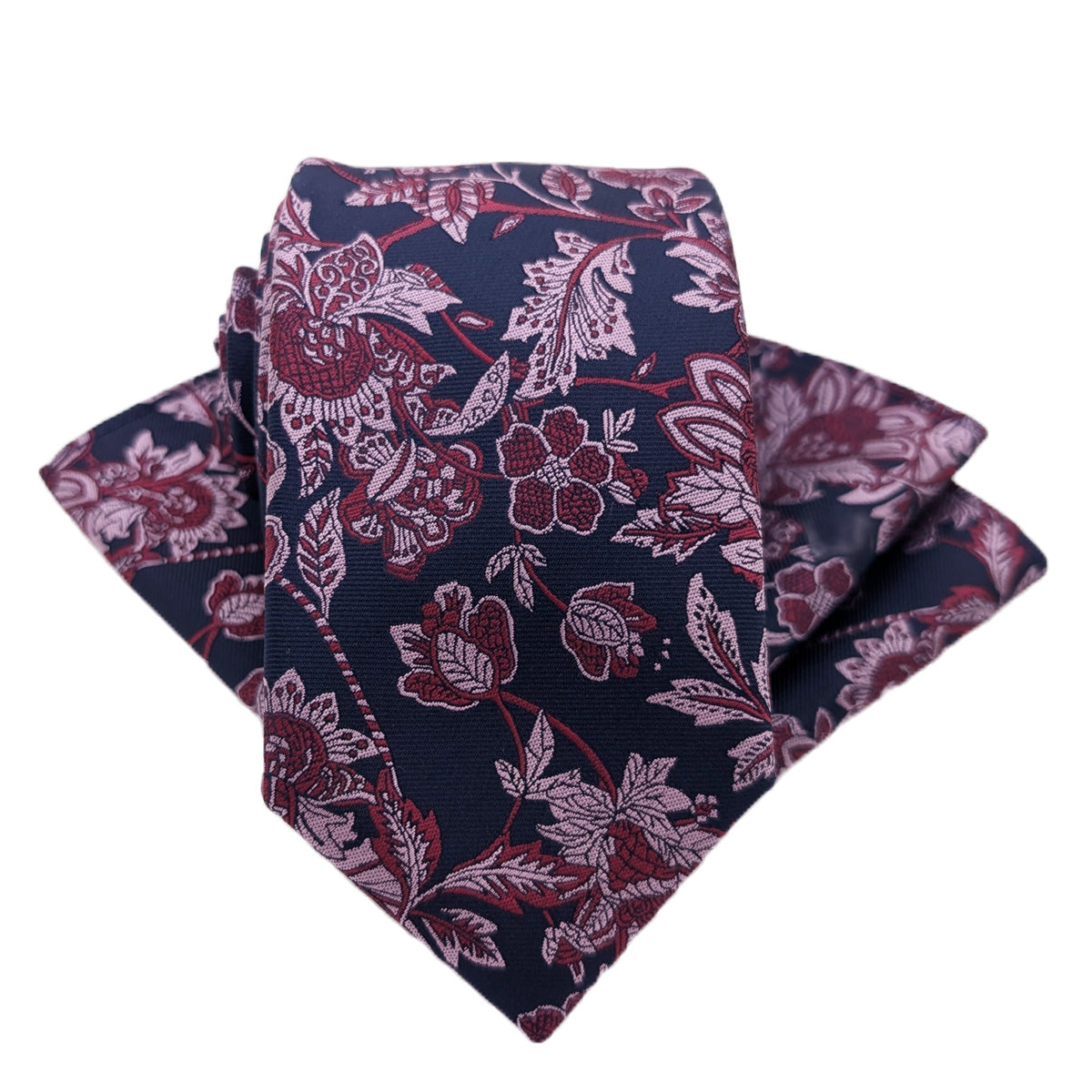 Navy & Berry Flowers Wedding Tie