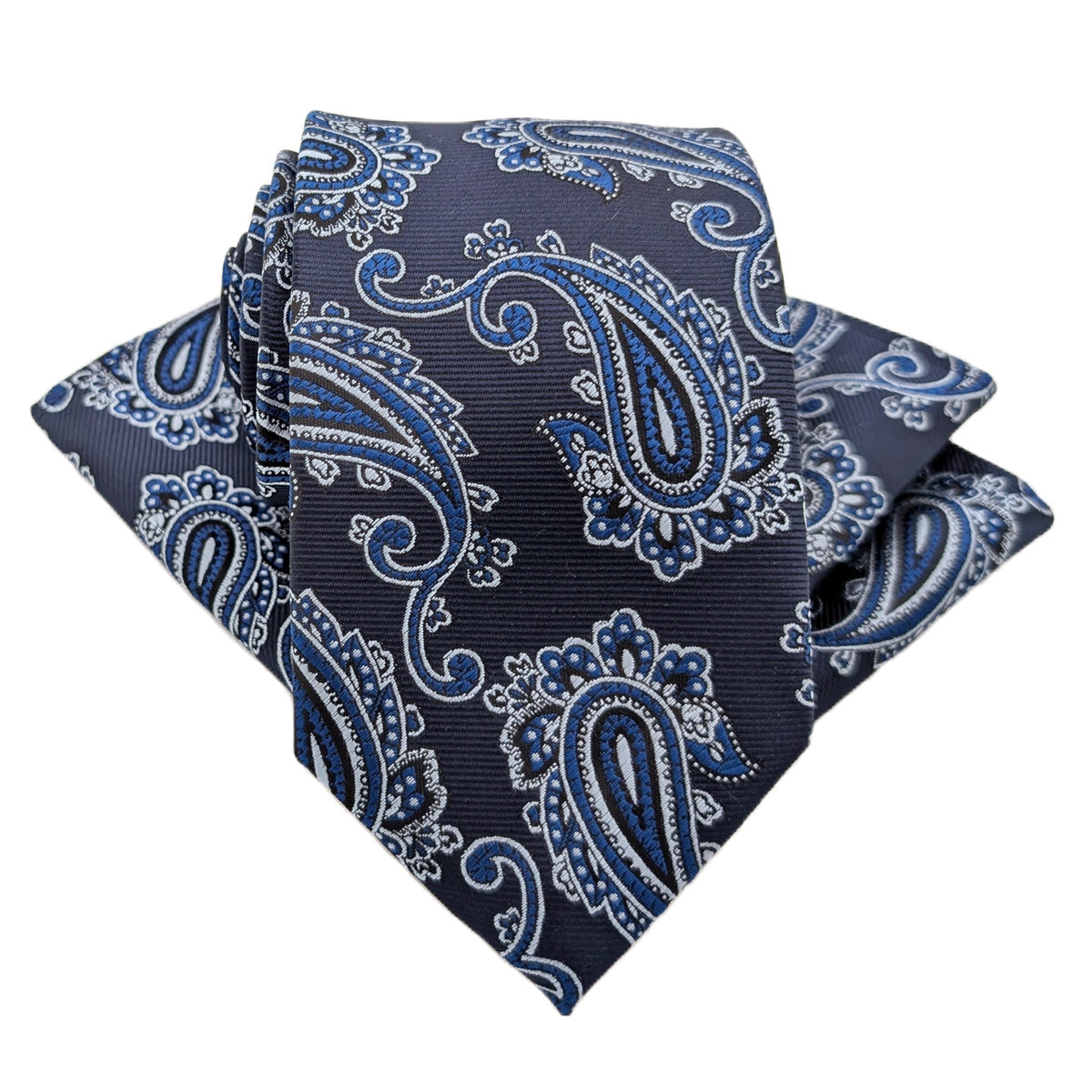 Navy Paisley Pocket Square