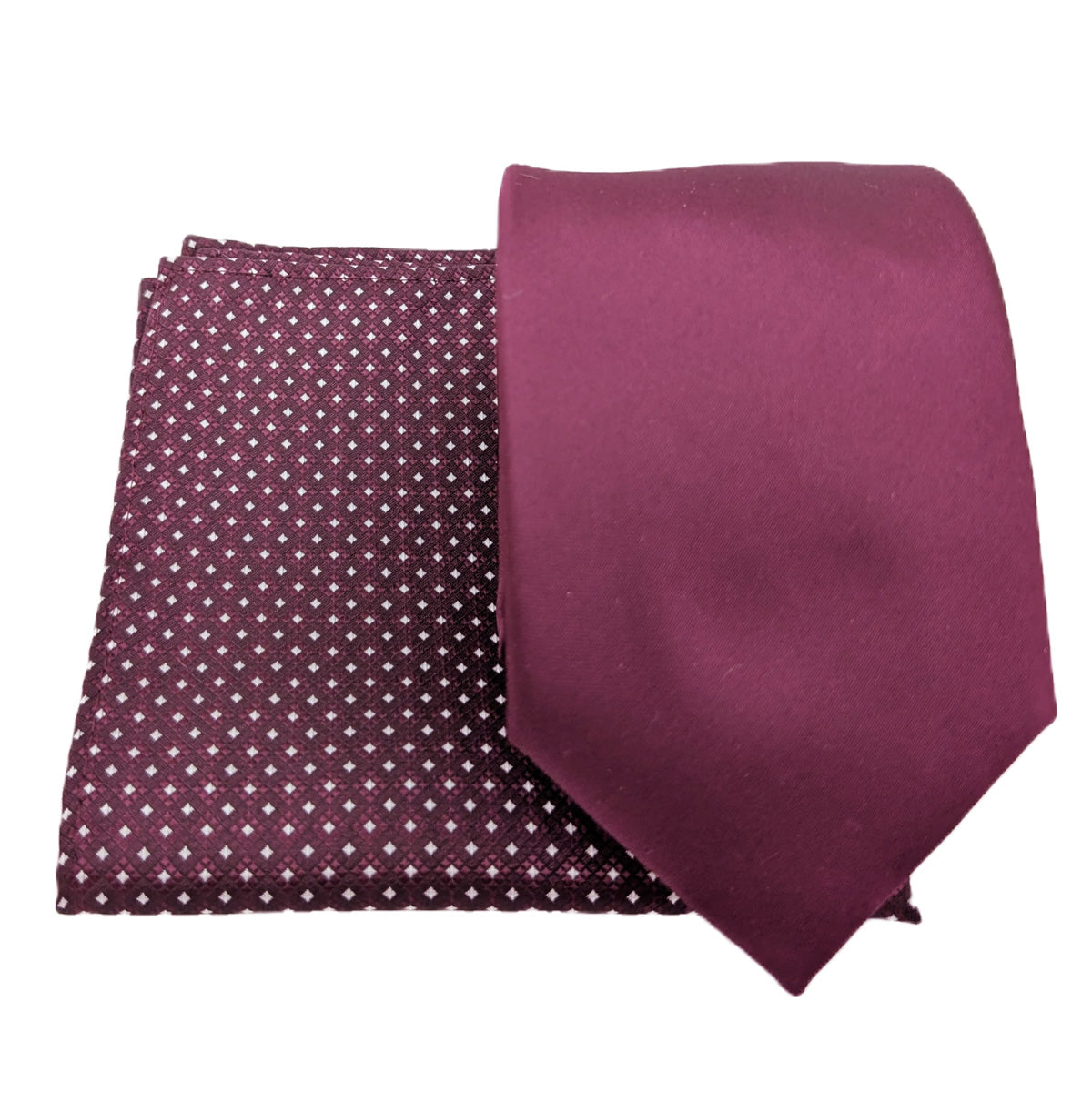 Mix and Match - Cassis Patterned & Cassis Wedding Tie Set