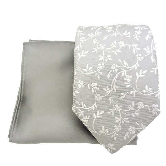 Mix and Match - Grey Patterned & Grey Wedding Tie Set