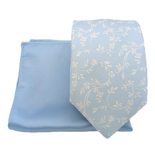 Mix and Match - Blue Patterned & Blue Wedding Tie Set