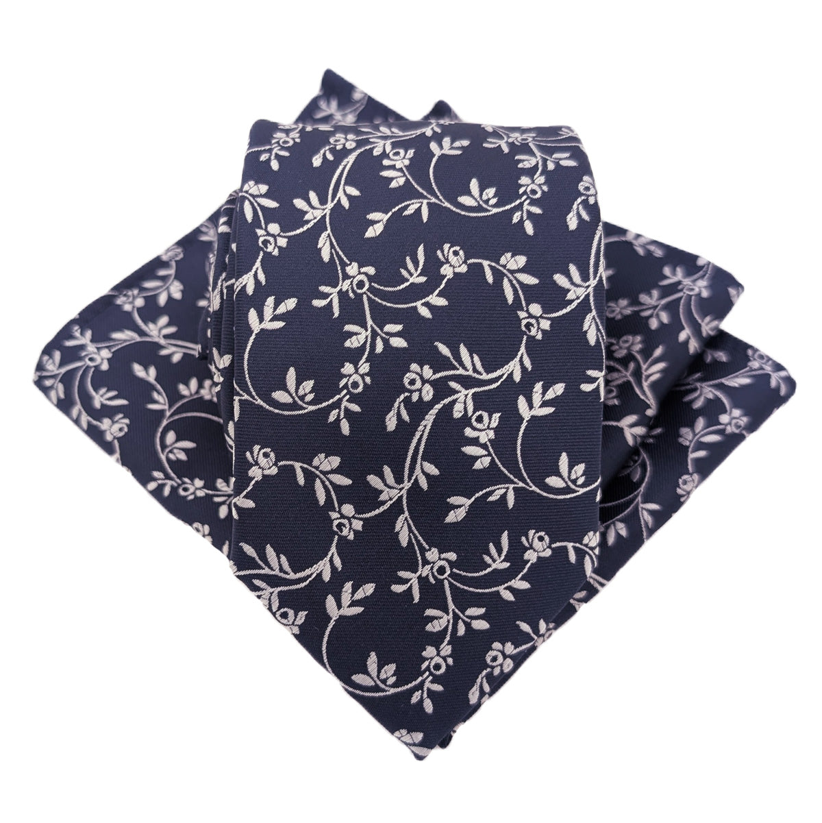 Navy Leaves Pocket Square