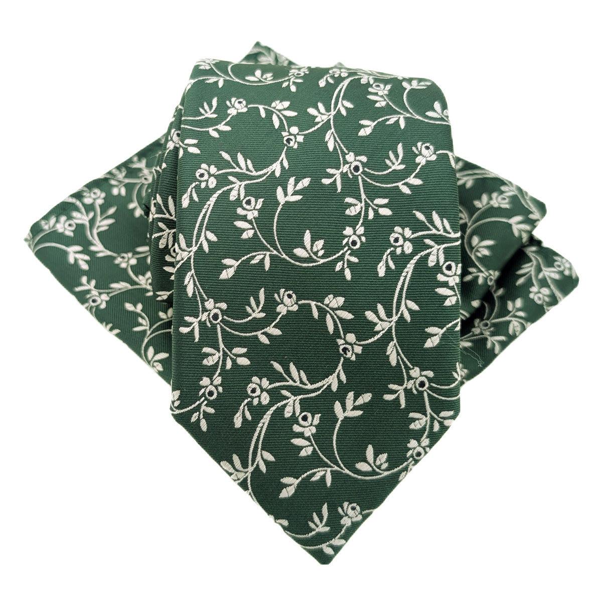 Dark Green Leaves Wedding Tie