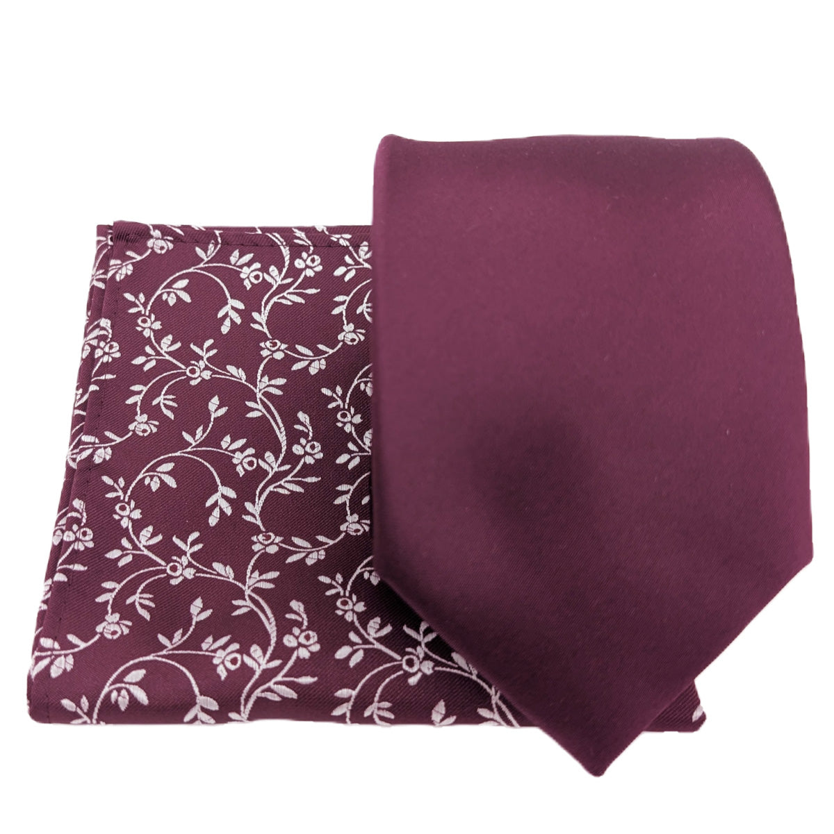 Mix and Match - Cassis Patterned & Cassis Wedding Tie Set