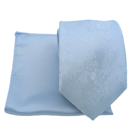 Mix and Match - Blue Patterned & Blue Wedding Tie Set