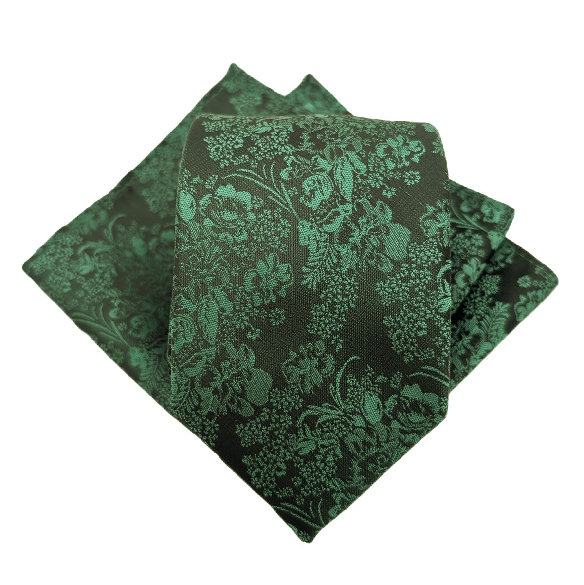 Dark Green Floral Pocket Square