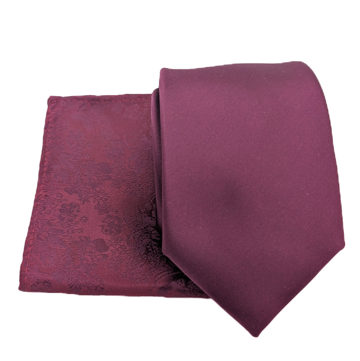 Mix and Match - Cassis Patterned & Cassis Wedding Tie Set