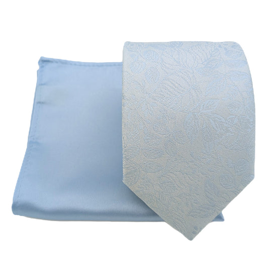Mix and Match - Blue Patterned & Blue Wedding Tie Set