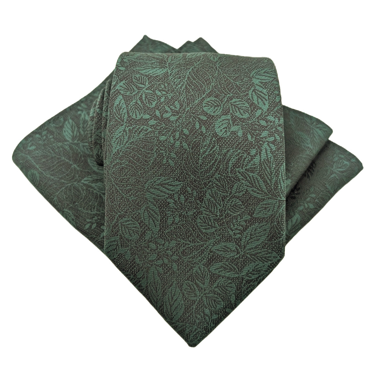 Dark Green Woodland Leaves Wedding Tie