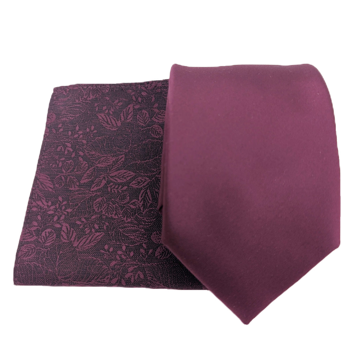 Mix and Match - Cassis Patterned & Cassis Wedding Tie Set